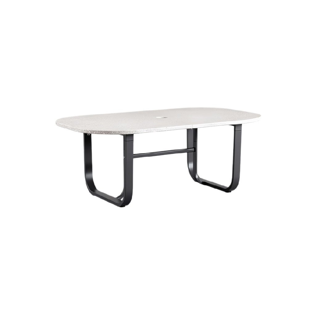 **Technische titel in het Nederlands: **Design Tafel met Ovaal Blad en Stevige Onderbouw**
