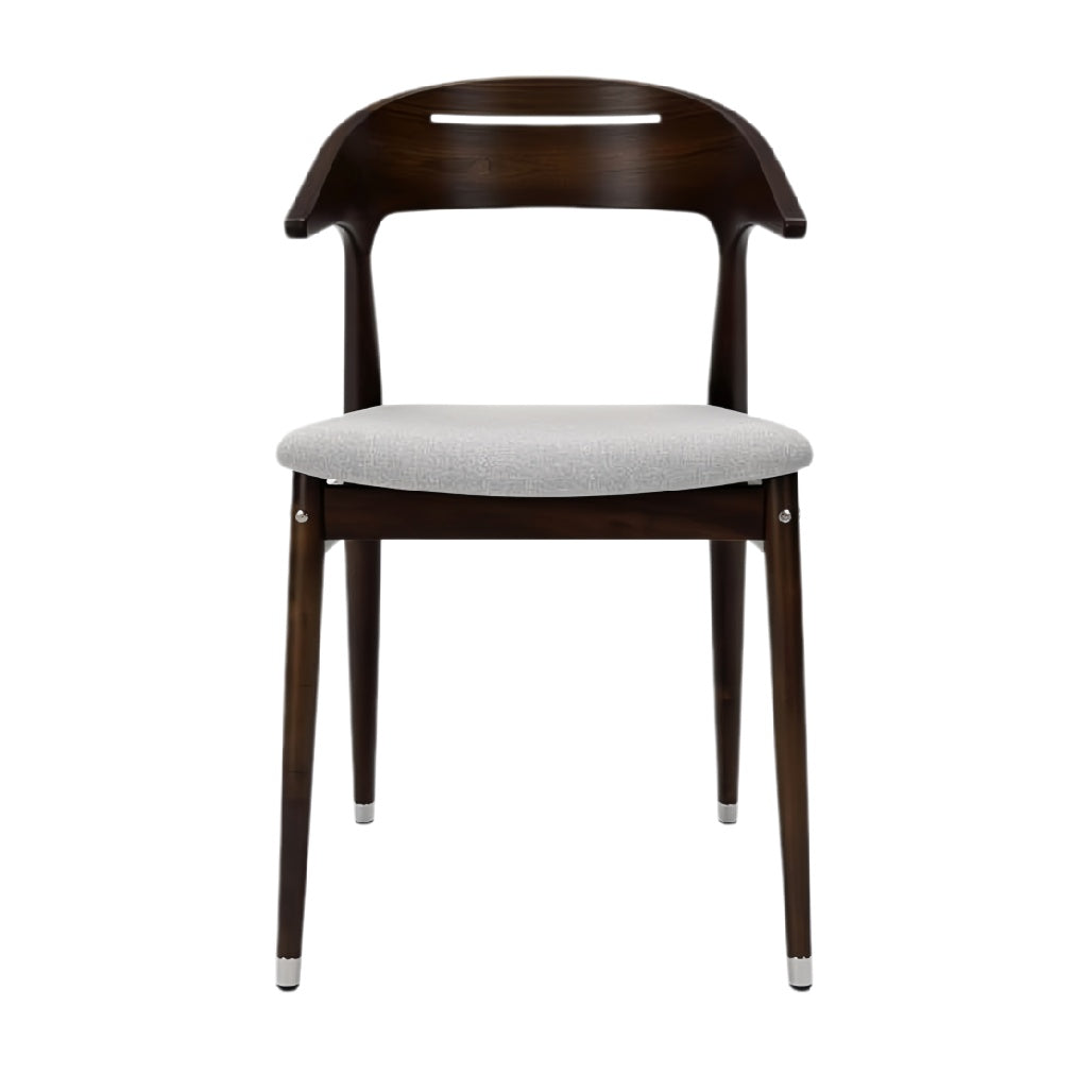 **Simpel en Modern: Houten Stoel met Zachte Zitting**